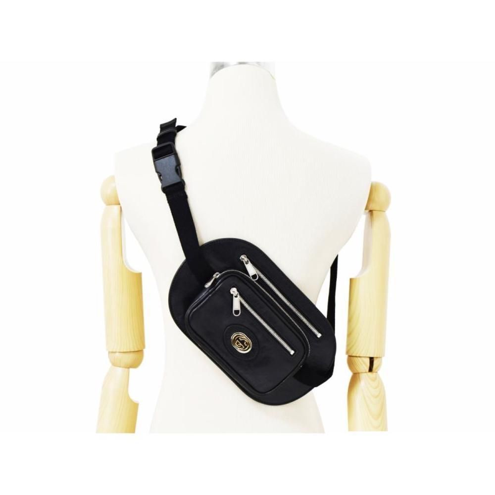 Gucci Waist Bag Body Bag Hip Bag Interlocking Leather Black - Picture 10 of 10
